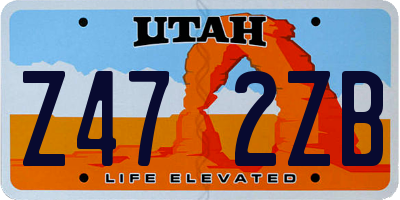 UT license plate Z472ZB
