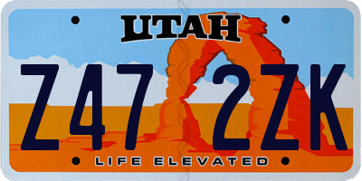 UT license plate Z472ZK