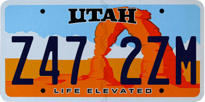 UT license plate Z472ZM