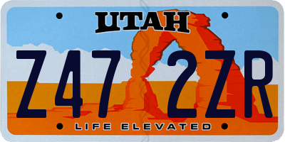 UT license plate Z472ZR