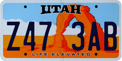 UT license plate Z473AB