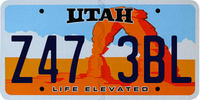 UT license plate Z473BL
