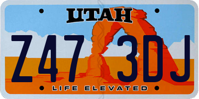 UT license plate Z473DJ