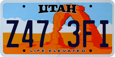 UT license plate Z473FI