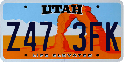 UT license plate Z473FK