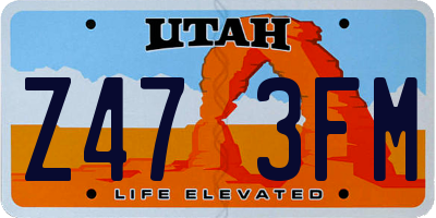 UT license plate Z473FM