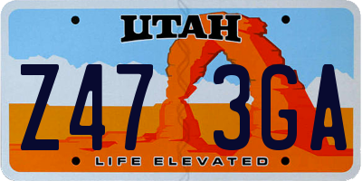 UT license plate Z473GA