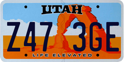 UT license plate Z473GE