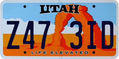 UT license plate Z473ID