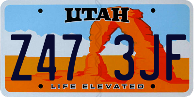 UT license plate Z473JF