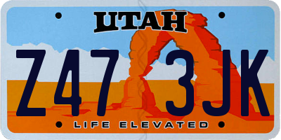 UT license plate Z473JK