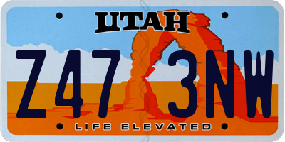 UT license plate Z473NW
