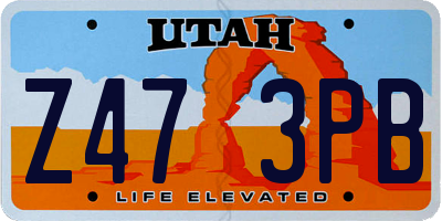 UT license plate Z473PB
