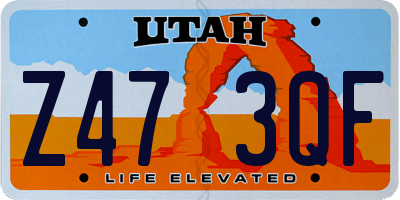 UT license plate Z473QF
