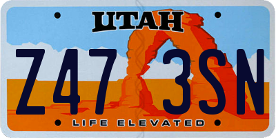UT license plate Z473SN