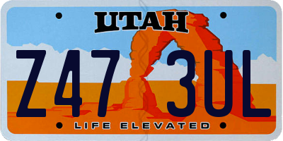 UT license plate Z473UL