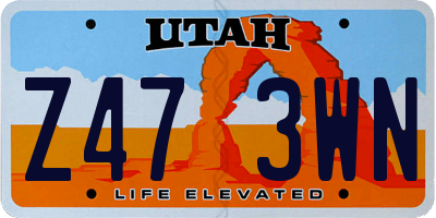 UT license plate Z473WN
