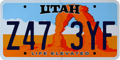 UT license plate Z473YF