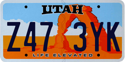 UT license plate Z473YK
