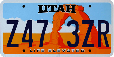 UT license plate Z473ZR