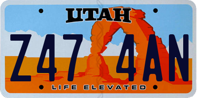 UT license plate Z474AN