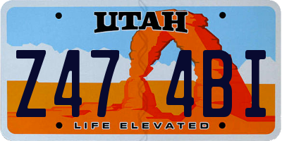 UT license plate Z474BI