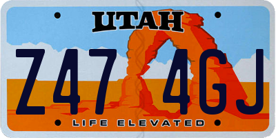 UT license plate Z474GJ