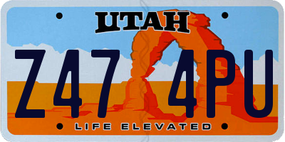 UT license plate Z474PU