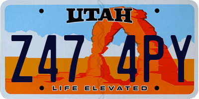 UT license plate Z474PY