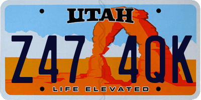 UT license plate Z474QK