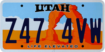 UT license plate Z474VW