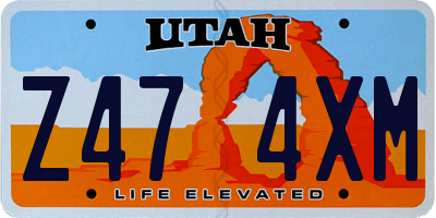 UT license plate Z474XM