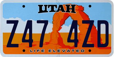 UT license plate Z474ZD
