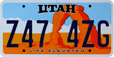 UT license plate Z474ZG