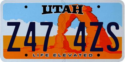 UT license plate Z474ZS