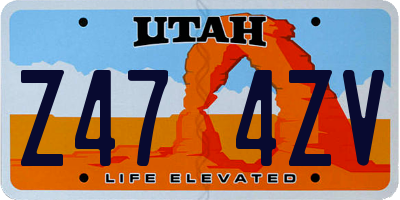 UT license plate Z474ZV