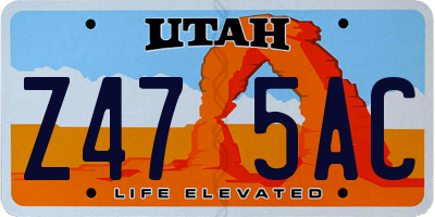 UT license plate Z475AC