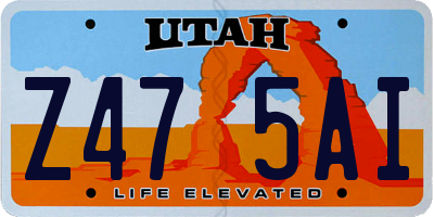 UT license plate Z475AI
