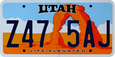 UT license plate Z475AJ
