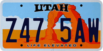 UT license plate Z475AW