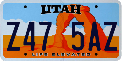 UT license plate Z475AZ