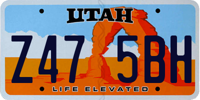 UT license plate Z475BH