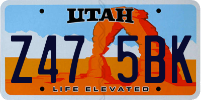 UT license plate Z475BK