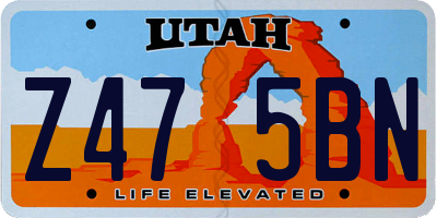 UT license plate Z475BN