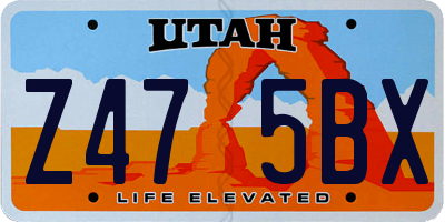 UT license plate Z475BX