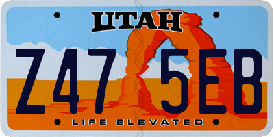 UT license plate Z475EB