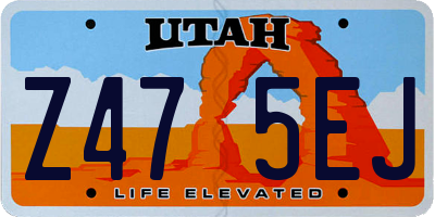 UT license plate Z475EJ