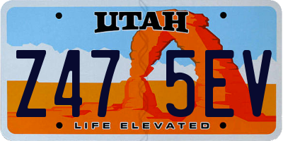 UT license plate Z475EV