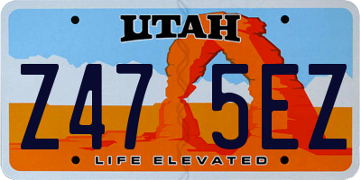 UT license plate Z475EZ