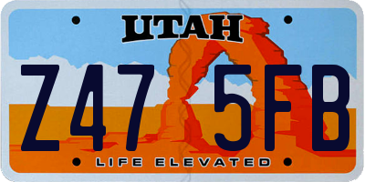 UT license plate Z475FB
